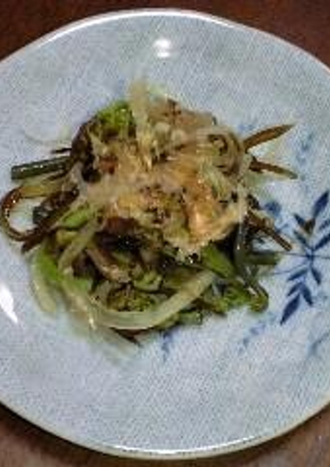 蕨と春たまねぎの塩昆布和え-レシピのメイン写真