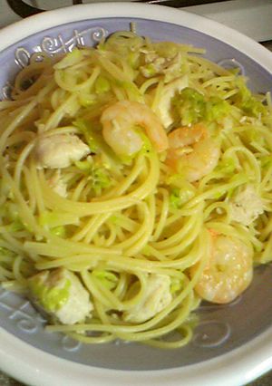 春キャベツとささみとえびパスタ-レシピのメイン写真