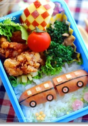 ウインナー電車のお弁当　キャラ弁-レシピのメイン写真