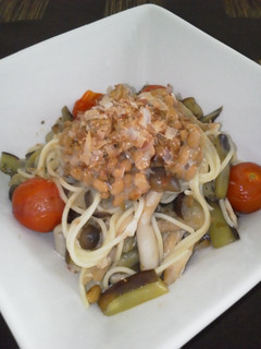 ナス納豆さっぱり梅パスタ-レシピのメイン写真