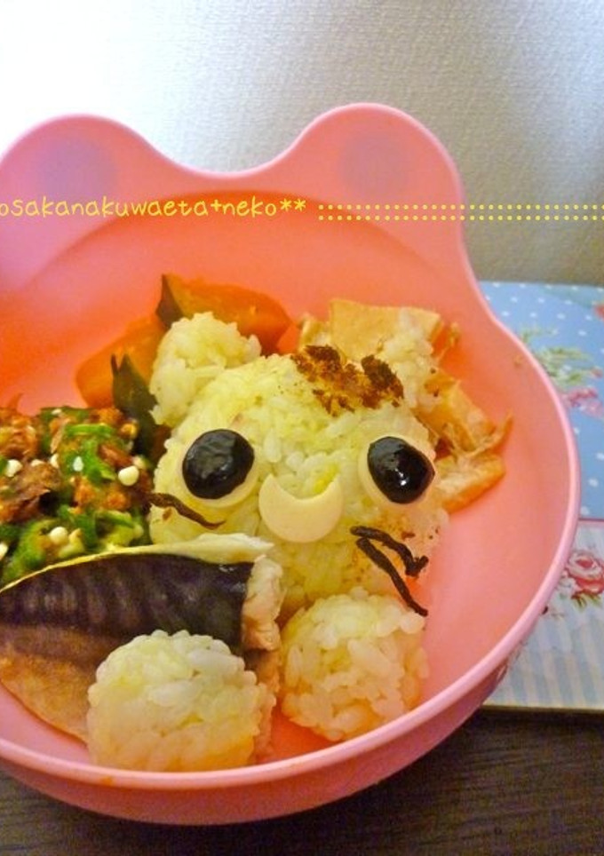 海苔が無いとき☆黒豆で猫ちゃんキャラ弁-レシピのメイン写真