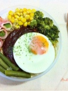 豆腐ハンバーグの*ロコモコ-レシピのメイン写真