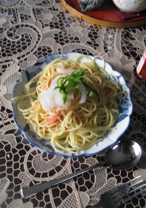辛し明太子パスタ旬の甲いかとしその葉-レシピのメイン写真