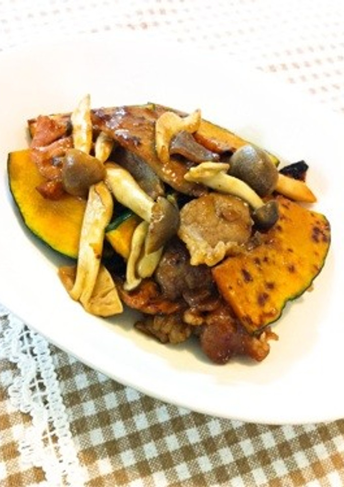豚とかぼちゃの照り焼き風炒め-レシピのメイン写真