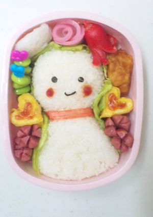 キャラ弁☆雪だるまみたいな てるてる坊主-レシピのメイン写真