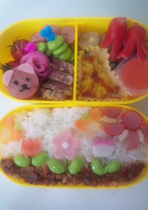 キャラ弁?春のお絵かき弁当*-レシピのメイン写真