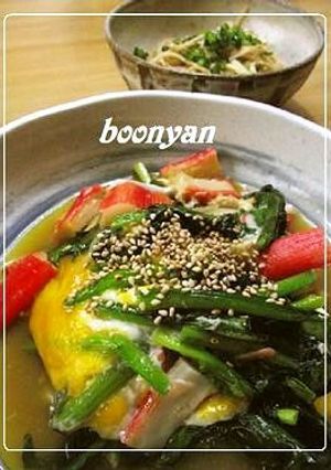 ゴマ油香る❤ほうれん草＆かにカマの卵とじ-レシピのメイン写真