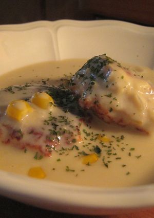 鶏ひき肉バーグのコーンクリーム煮-レシピのメイン写真