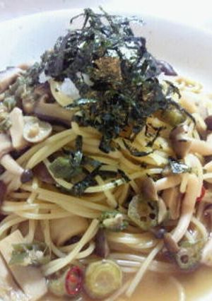 店の味を再現！キノコとオクラの和風スパ-レシピのメイン写真