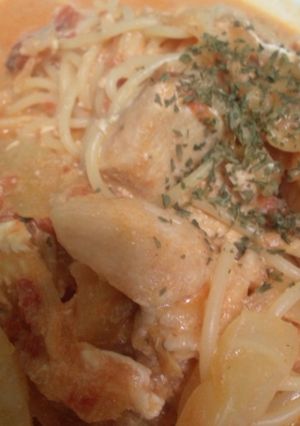 簡単トマトクリームパスタカルボナーラ風-レシピのメイン写真
