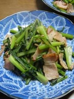 蕪の葉とベーコンの炒め物-レシピのメイン写真