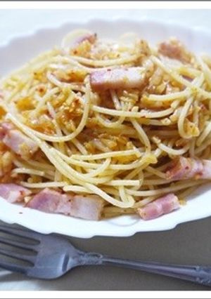 ベーコンと長ネギとキムチのパスタ-レシピのメイン写真
