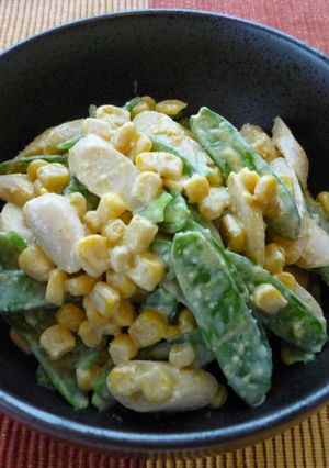 絹さやと魚ニソのカレーマヨサラダ-レシピのメイン写真