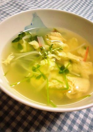 豆苗の彩りふわっふわ中華ス～プッ♪-レシピのメイン写真