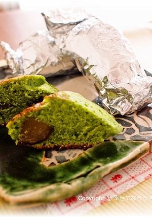 フライパンでスグ♥抹茶と栗のホイルケーキ-レシピのメイン写真