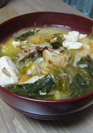 ツナ缶ｄｅ味噌キムチ汁-レシピのメイン写真