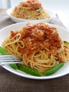 ツナと絹さやのトマトソースパスタ-レシピのメイン写真