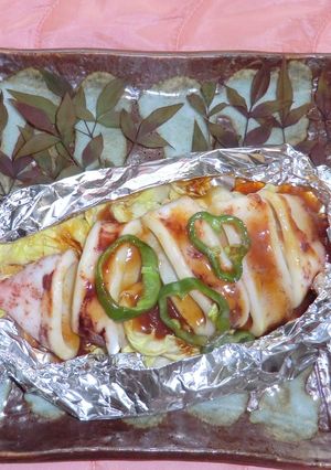 CookDo春キャベツとイカのホイル蒸し-レシピのメイン写真