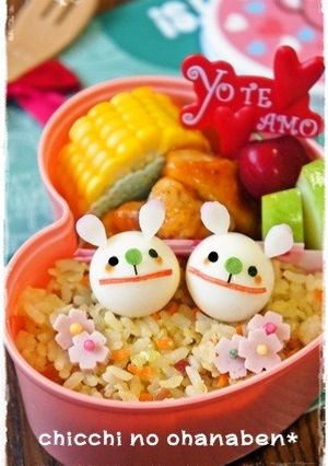 ＊キャラ弁＊　うずらDEパクパクうさぎ-レシピのメイン写真