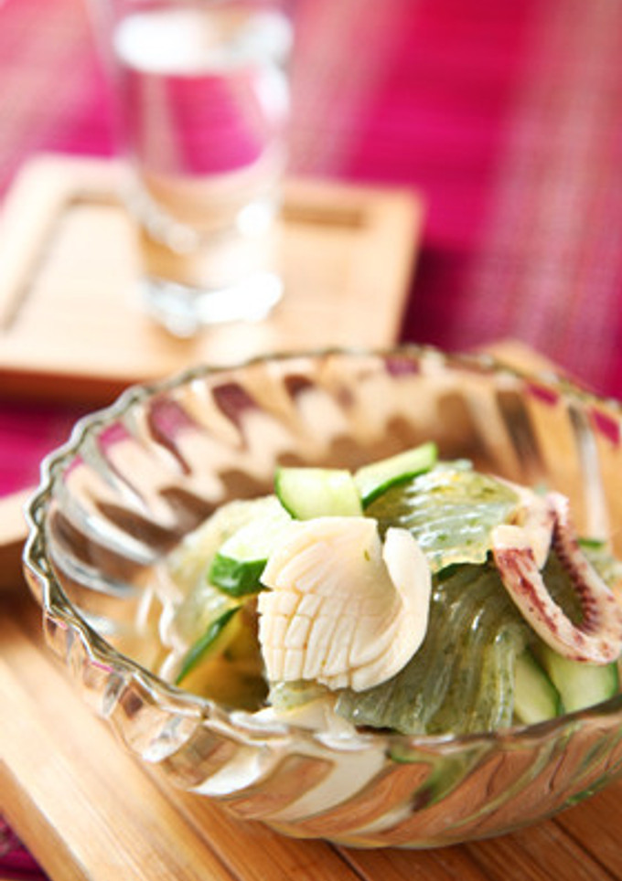 刺身蒟蒻とイカの酢の物-レシピのメイン写真