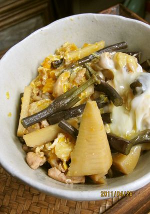 たけのことわらびの親子丼-レシピのメイン写真