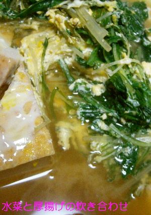 簡単♪水菜と厚揚げの炊き合わせ-レシピのメイン写真