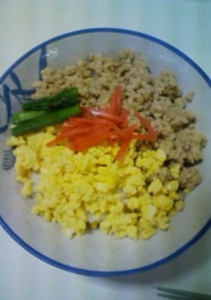 高野豆腐入りの鶏そぼろで三色丼-レシピのメイン写真