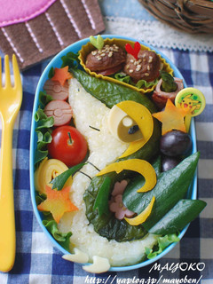 ポケモン 野沢菜ツタージャ弁当 キャラ弁-レシピのメイン写真