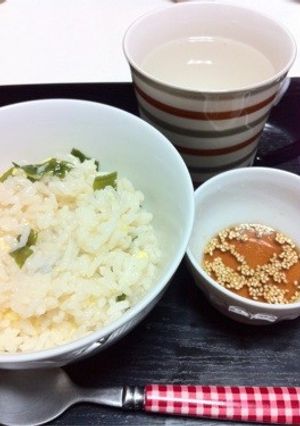 ♡わかめ卵雑炊♡さっぱりごまポン酢ダレで-レシピのメイン写真