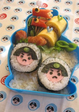金太郎アメ海苔巻 / チクワ（キャラ弁）-レシピのメイン写真