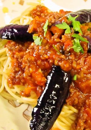茄子のミートソーススパゲティ-レシピのメイン写真