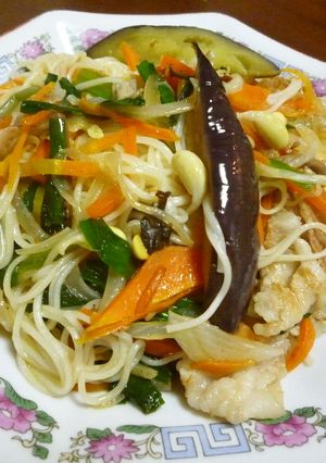 残り野菜で「そうめんチャンプル」♪-レシピのメイン写真