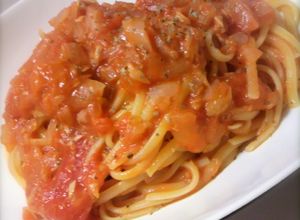 トマト缶でツナとトマトの生パスタ♪-レシピのメイン写真