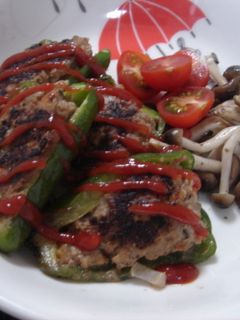 簡単しいたけ入り!ピーマンの肉詰め☆-レシピのメイン写真