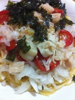 ホタテとミニトマトの和風パスタ-レシピのメイン写真