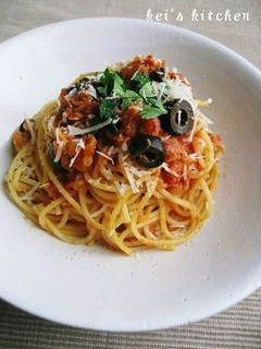 ツナとオリーブのトマトパスタ。-レシピのメイン写真