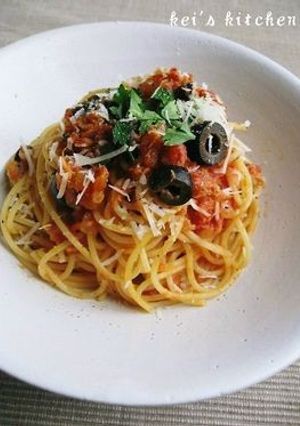ツナとオリーブのトマトパスタ。-レシピのメイン写真