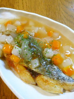 サワラのムニエル☆ころころ根菜あんかけ-レシピのメイン写真