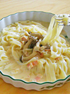 きしめんで簡単!生パスタ風カルボナーラ-レシピのメイン写真