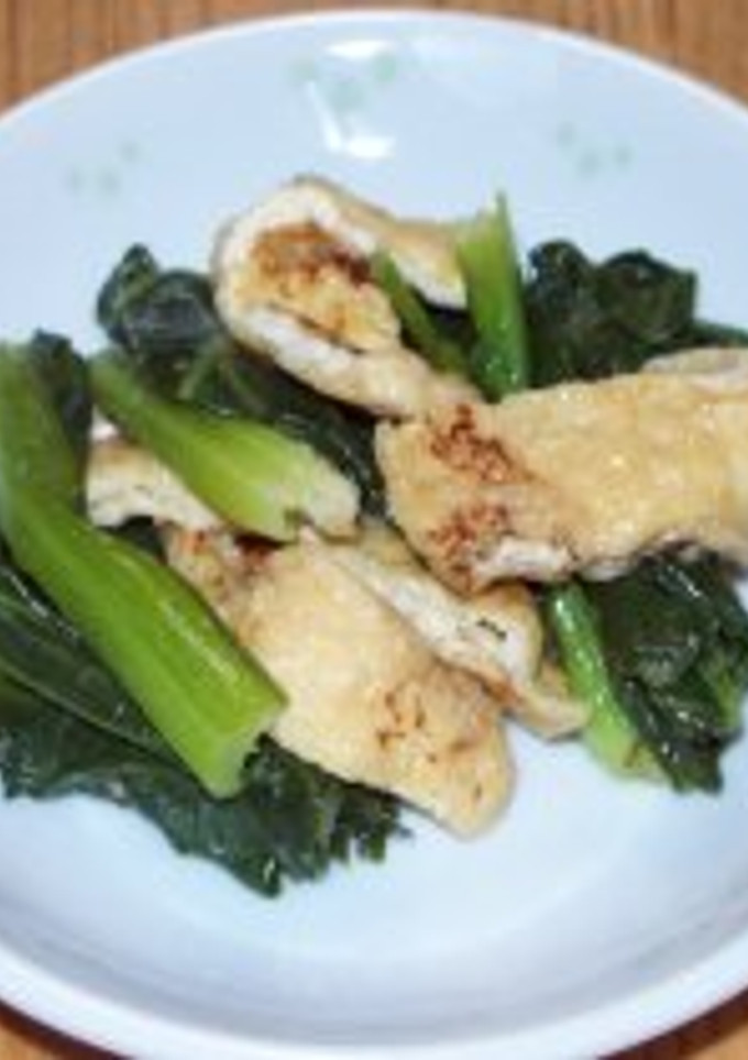小松菜とうす揚げの炒め煮-レシピのメイン写真