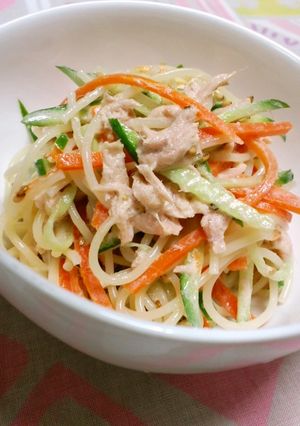ツナとにんじんのゴマサラスパ✿-レシピのメイン写真