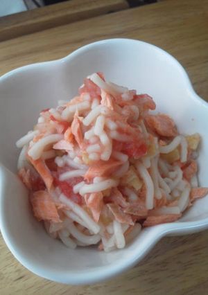 離乳食中期〜＊鮭と茄子のトマトパスタ＊-レシピのメイン写真