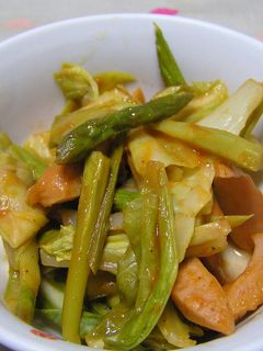 春キャベツとアスパラのケチャップ炒め❀-レシピのメイン写真