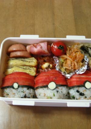 キャラ弁　ポケモン　モンターボール弁当-レシピのメイン写真