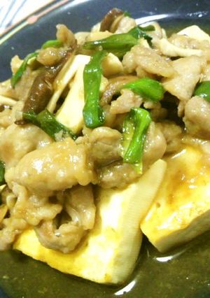 豚小間肉で焼き豆腐さっぱり肉あんかけ♪-レシピのメイン写真