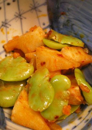 筍とそら豆の食べるラー油あえ-レシピのメイン写真