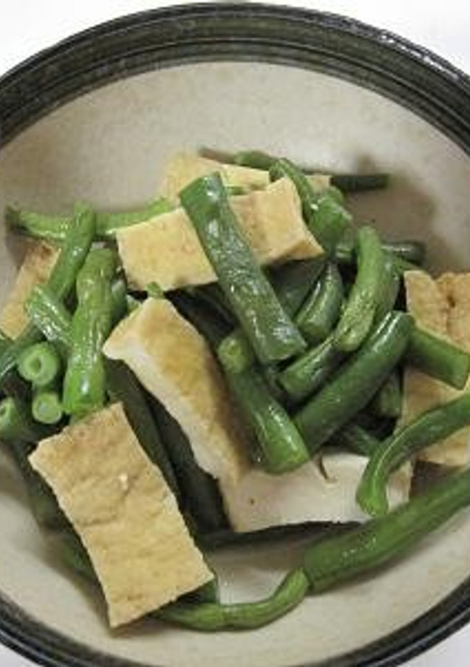 島豆腐の厚揚げといんげんの煮物-レシピのメイン写真