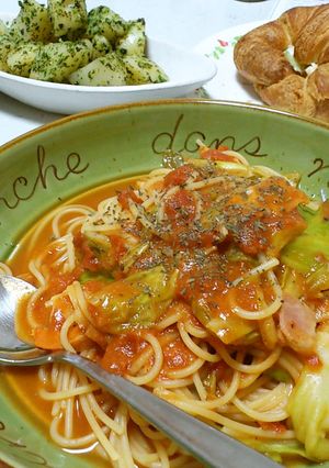 ★キャベツとエビのトマトスパゲッティ-レシピのメイン写真