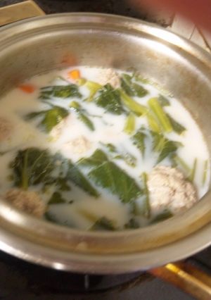 おから入りミートボールと小松菜のミルク煮-レシピのメイン写真