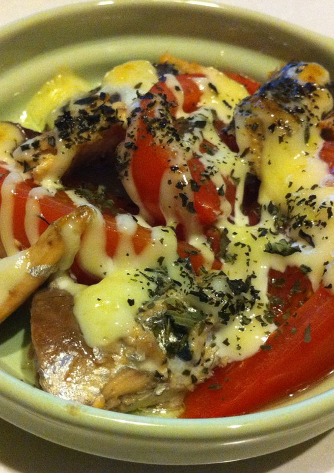 ☆さば缶とトマトのマヨネーズバジル焼き☆-レシピのメイン写真